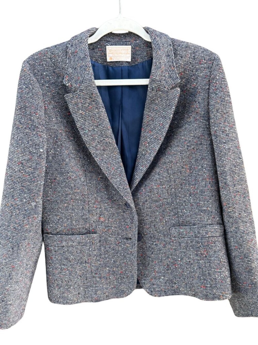 Vintage Pendleton Wool Tweed Blazer Womens 12 Gray Confetti Fleck Made USA